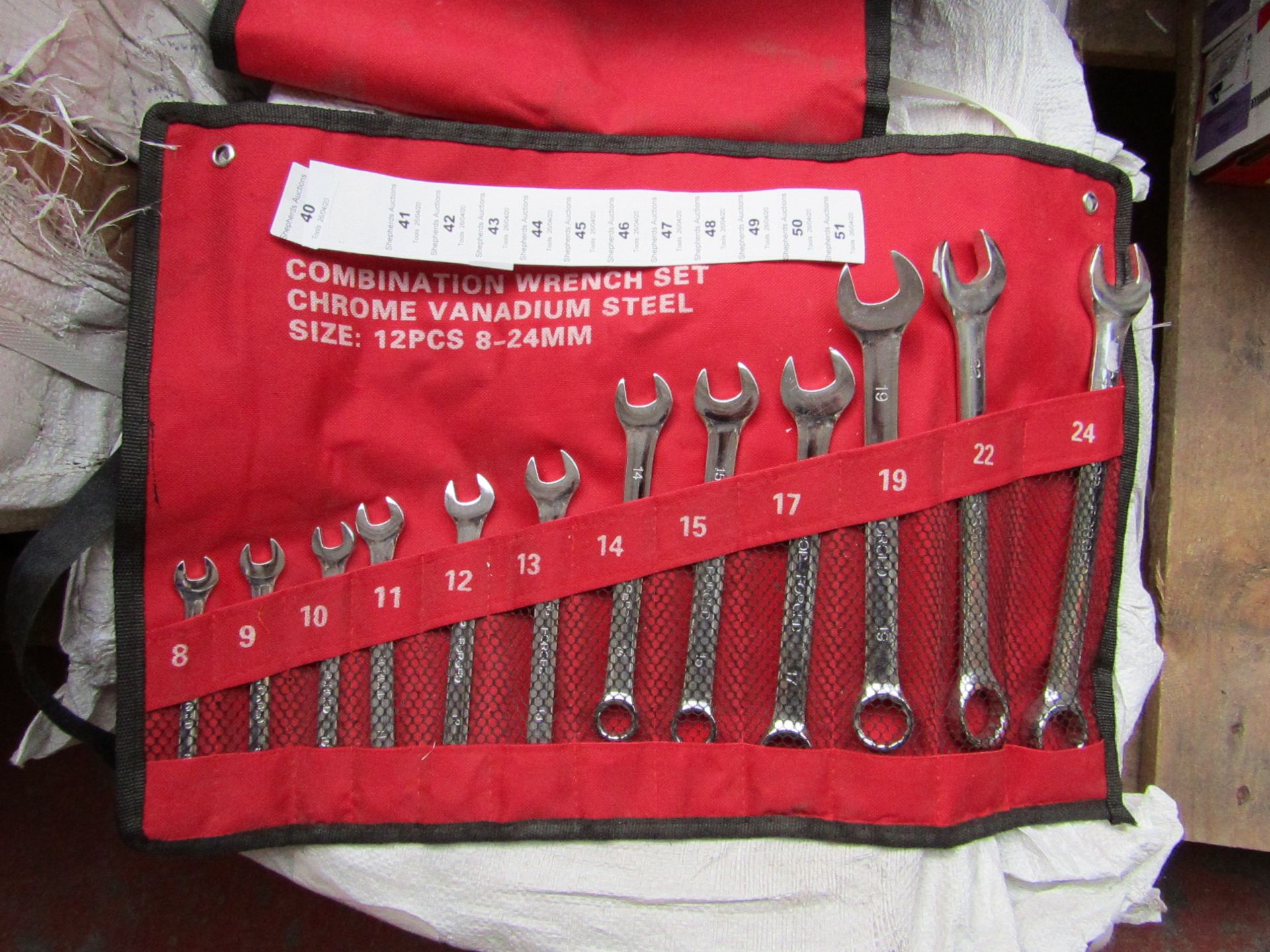 Heshang Tools 12 Piece chrome vanadium steel combination spanner set, new in carry roll.