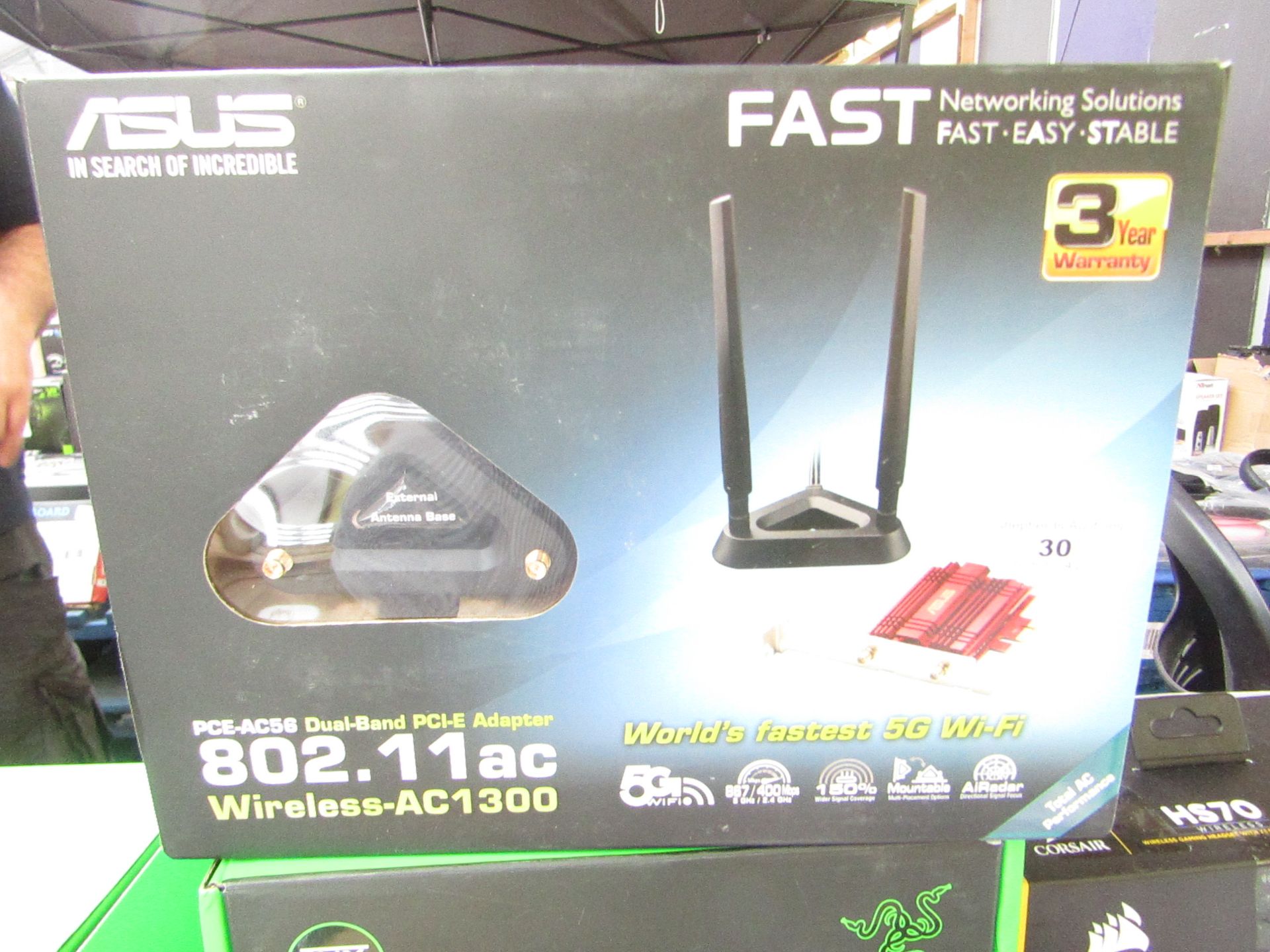 ASUS - PCE-AC56 Dual-Band PCI-E Adapter 802. 11ac Wireless-AC1300 5G WiFi - Untested & Boxed.