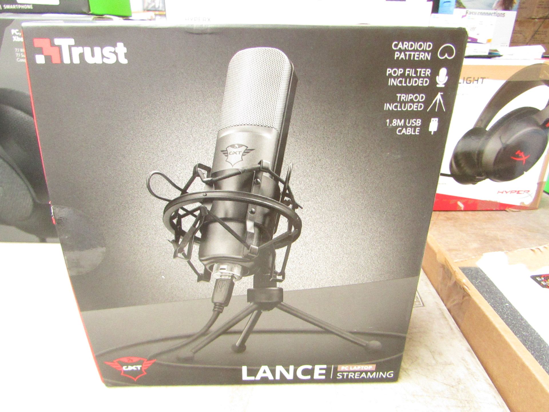 TRUST - Lance - USB Streaming Microphone with tripod - Tested Working for Sound & Boxed.