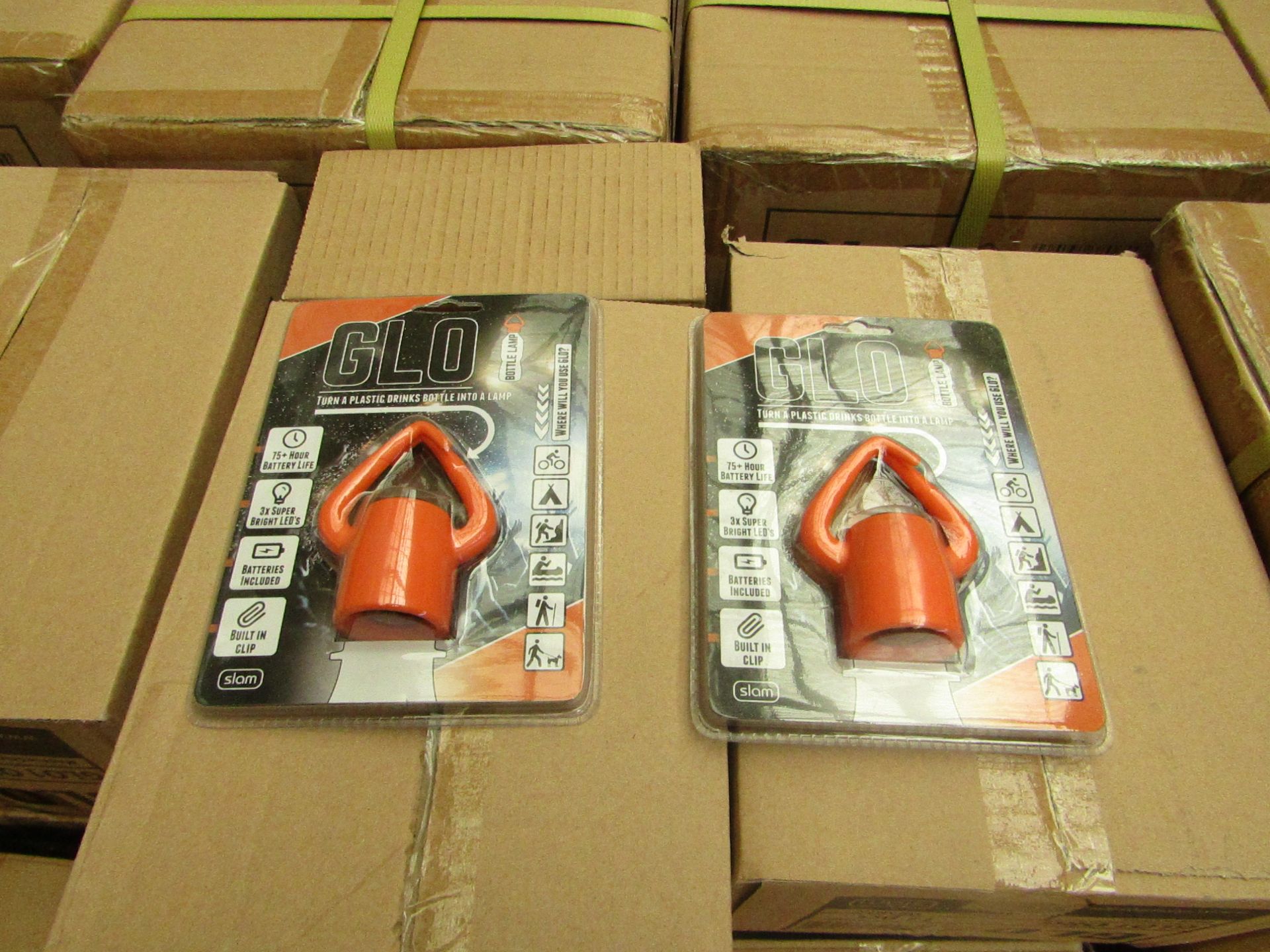 2 boxes of 12 GLO - Bottle Lamps - Packaged & Boxed.