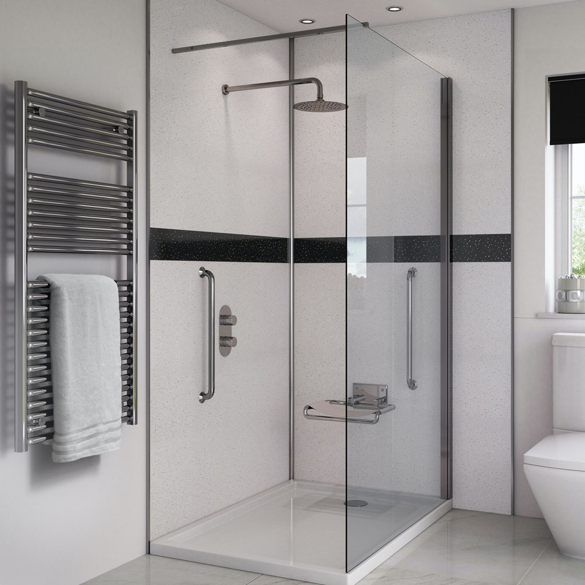 Splash Panel 2 sided shower wall kit in Artic Sparkle gloss, new and boxed, the kit contains 2 - Image 3 of 5