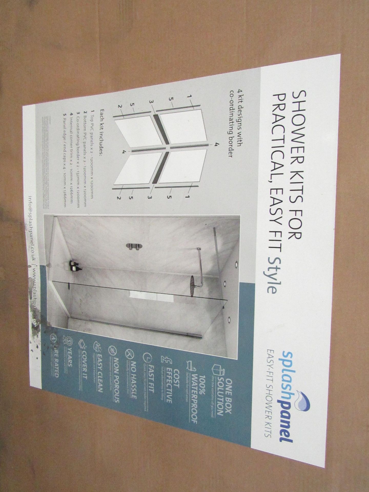 Splash Panel 2 sided shower wall kit in Classic Marble, new and boxed, the kit contains 2 - Image 3 of 5