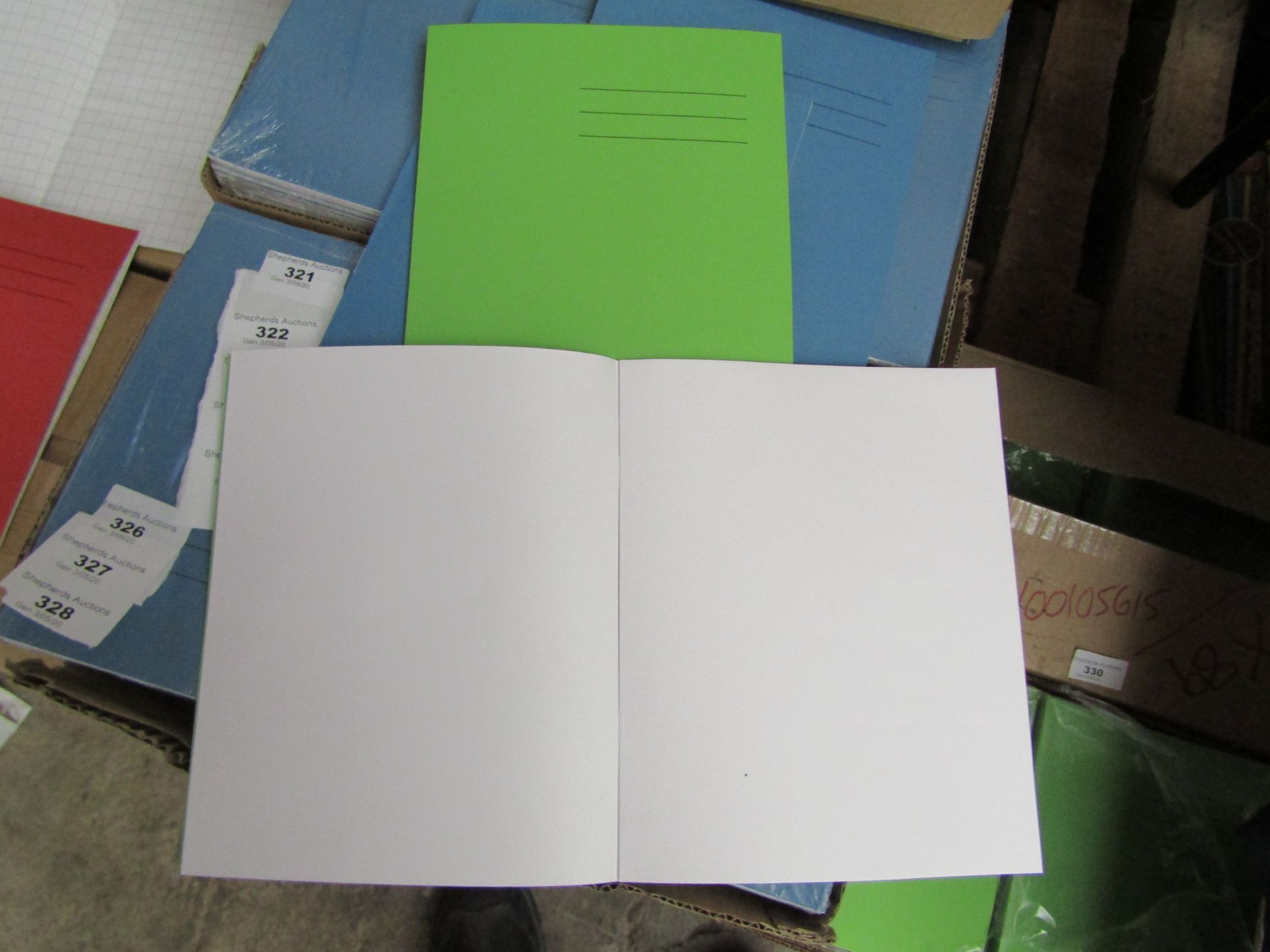 Box of 100 Exercise Books. New & Boxed. See image for design