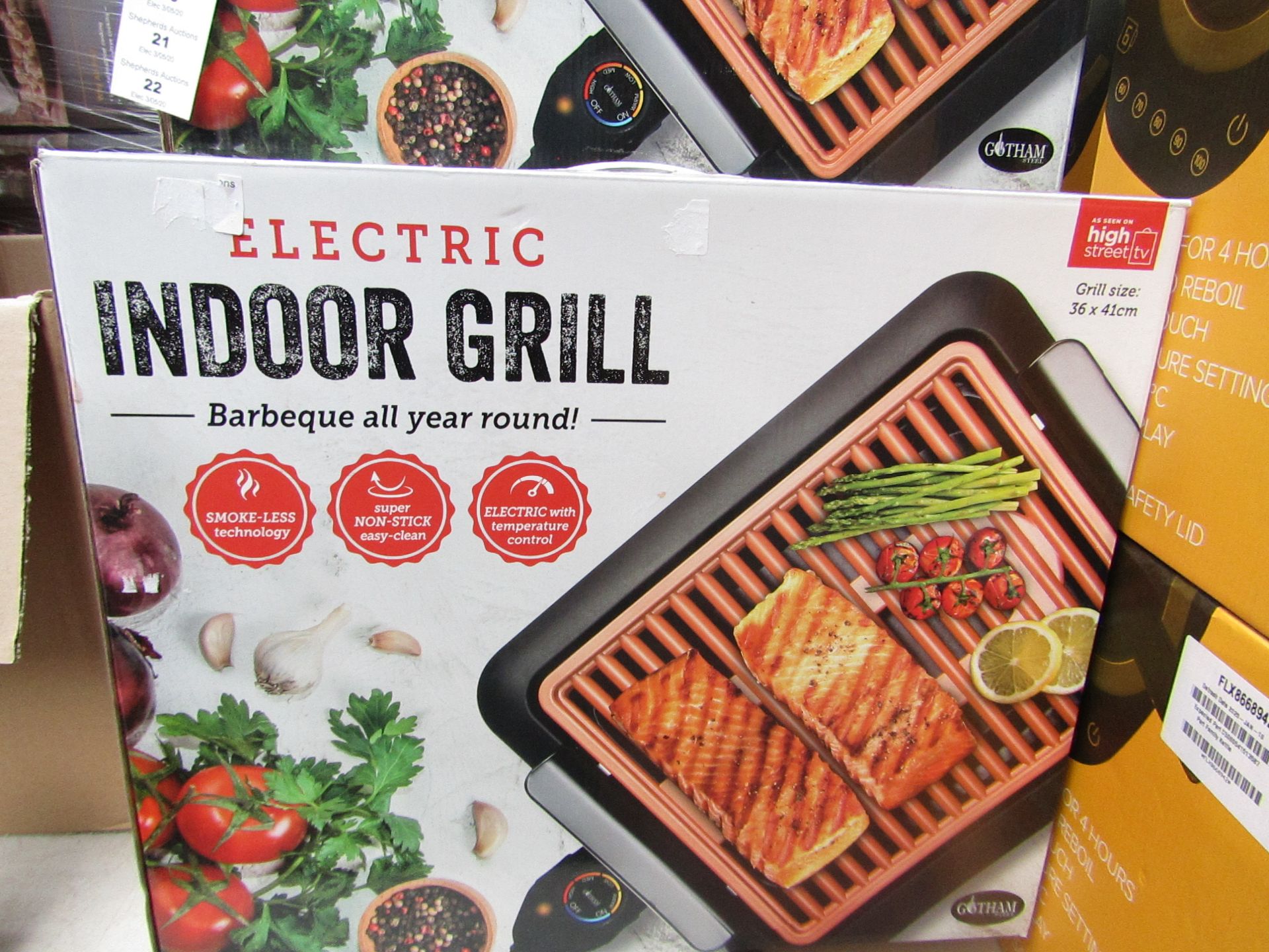 | 1x | ELECTRIC INDOOR GRILL | REFURBISHED AND BOXED | NO ONLINE RE-SALE | SKU C5060541512825 |