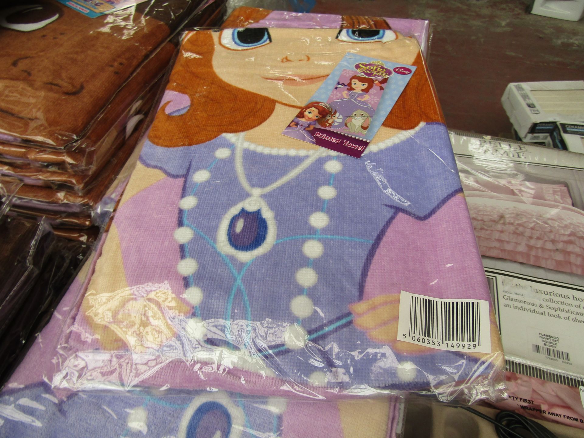 Sofia The First Printed Towel. 70cm x 140cm. New & packaged