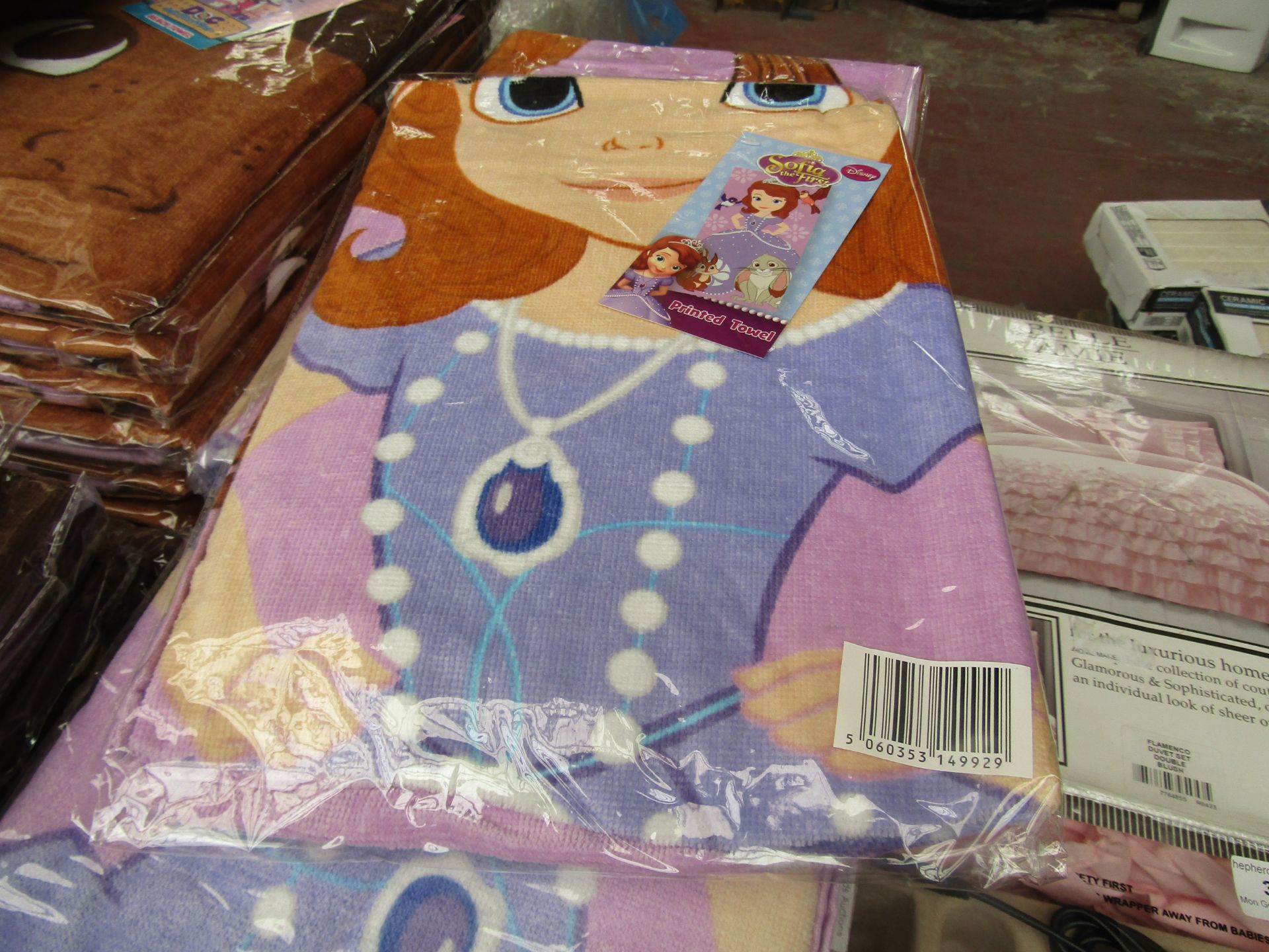 Sofia The First Printed Towel. 70cm x 140cm. New & packaged