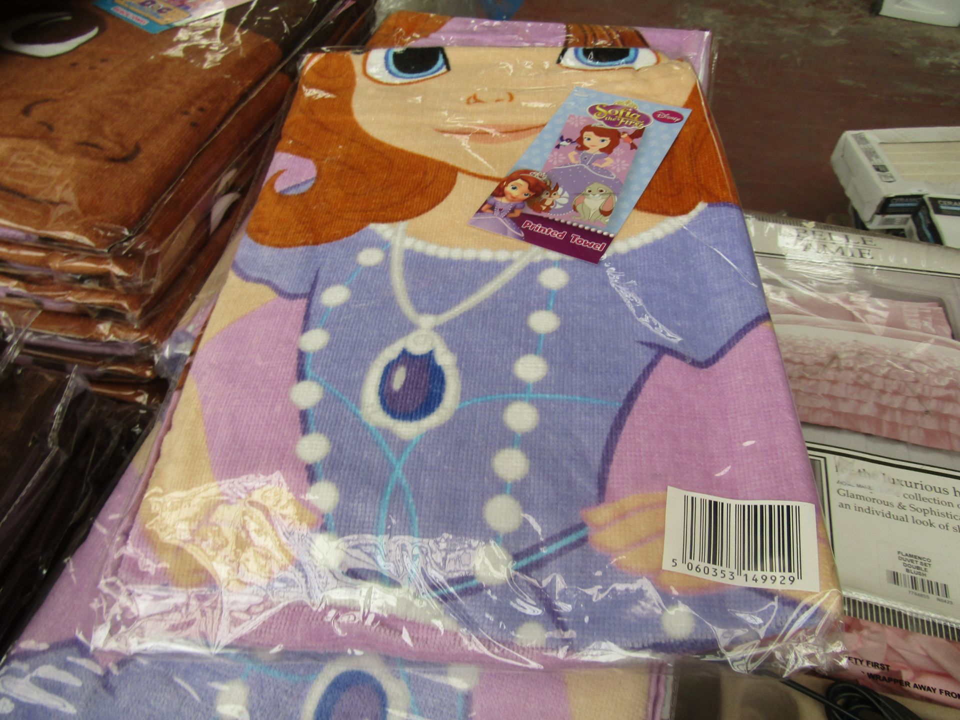 Sofia The First Printed Towel. 70cm x 140cm. New & packaged