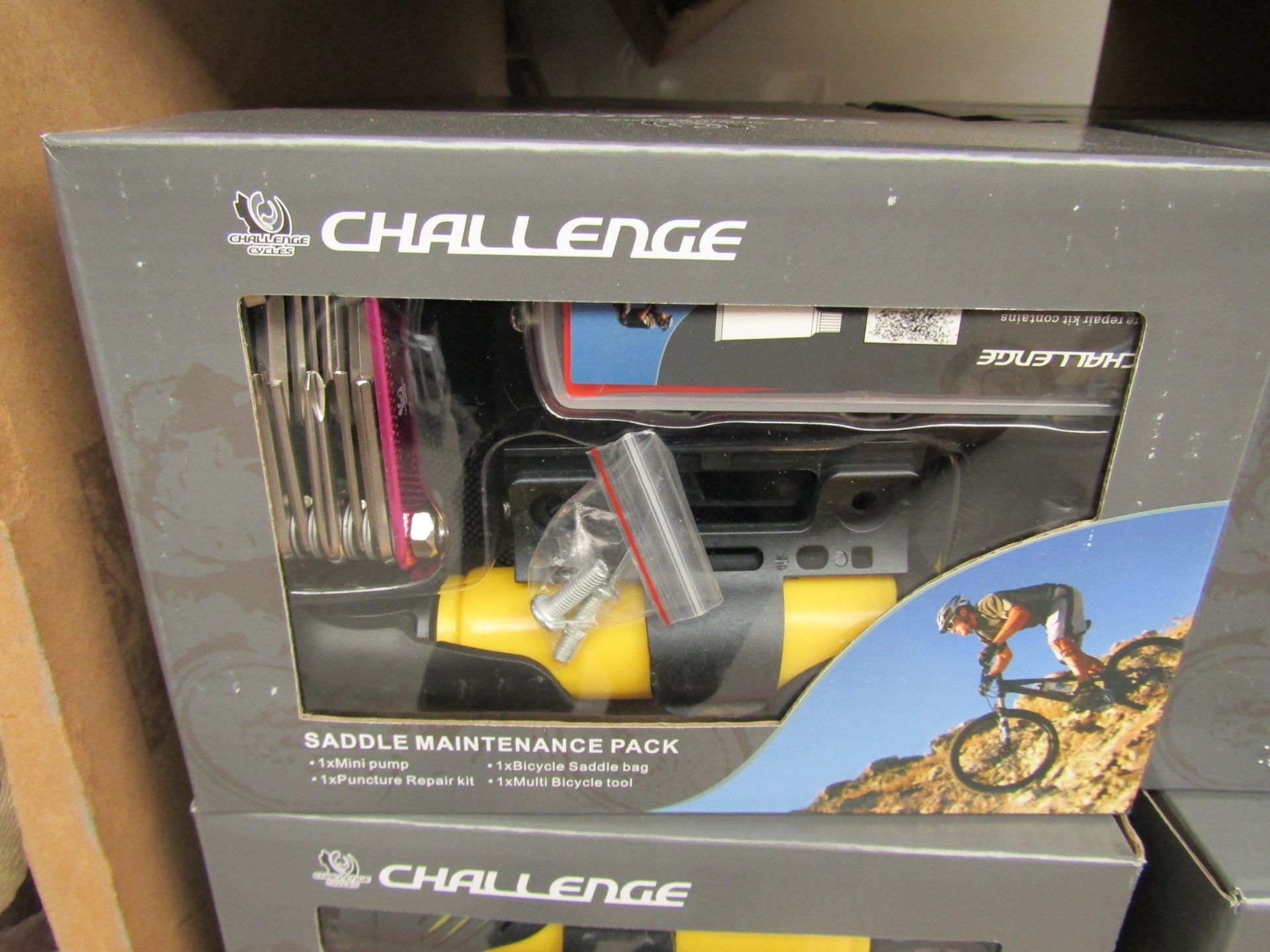 Challenge Bike maintenance pack. Incl pump,Multitool,repair kit etc. New & packaged