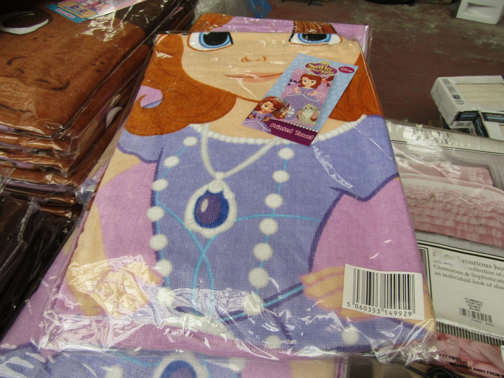 Sofia The First Printed Towel. 70cm x 140cm. New & packaged