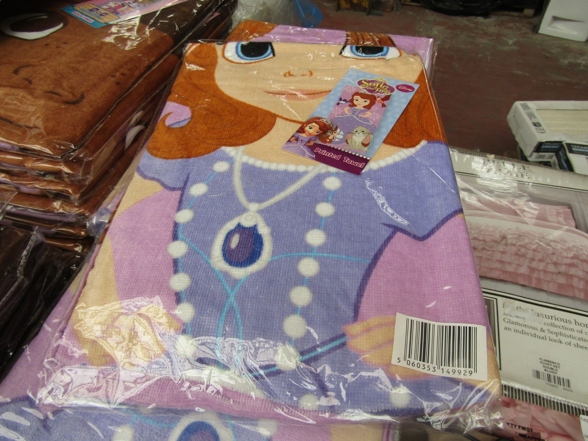 Sofia The First Printed Towel. 70cm x 140cm. New & packaged