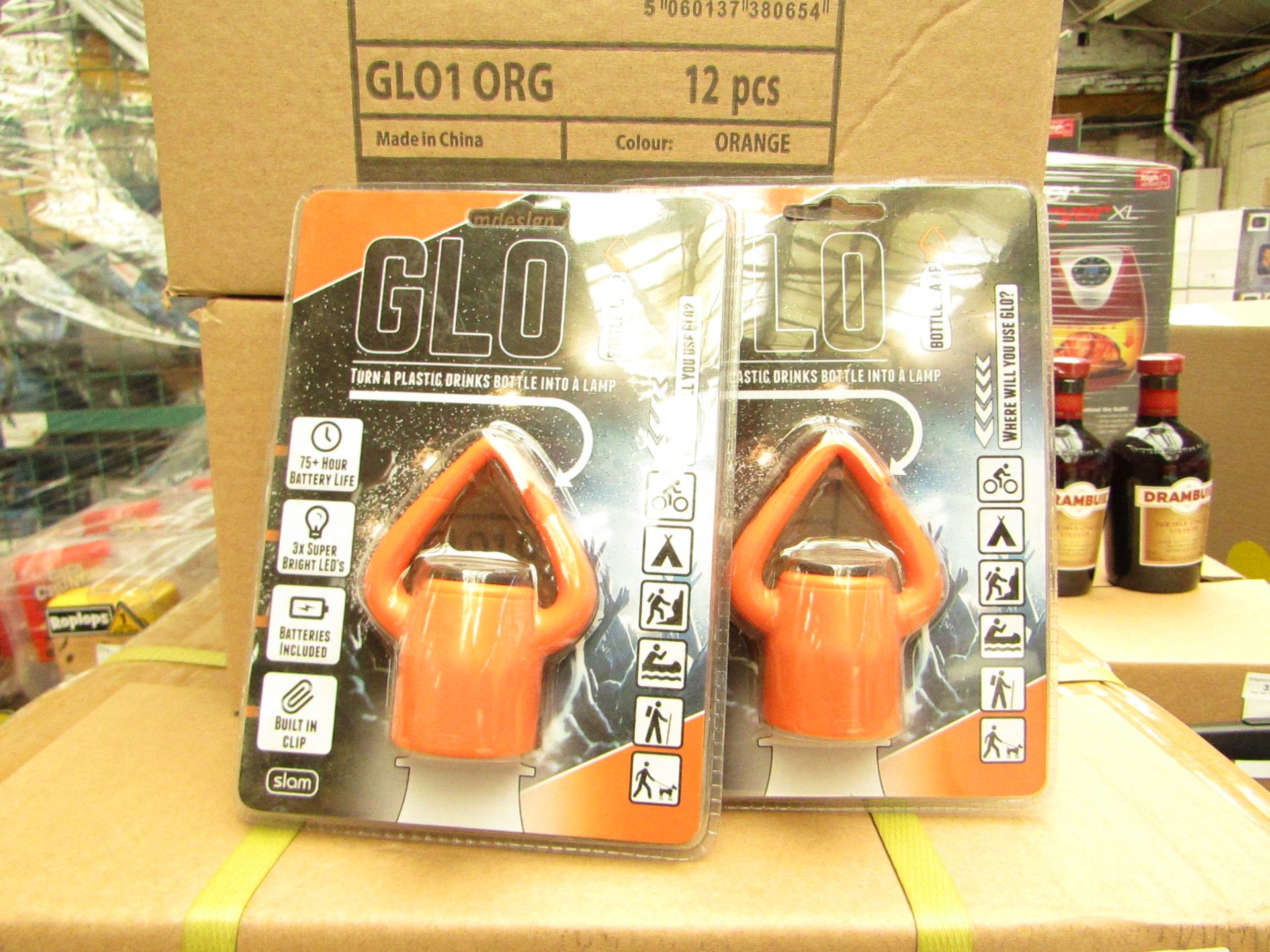 2x boxes of 12 GLO - Bottle Lamps - Packaged & Boxed.