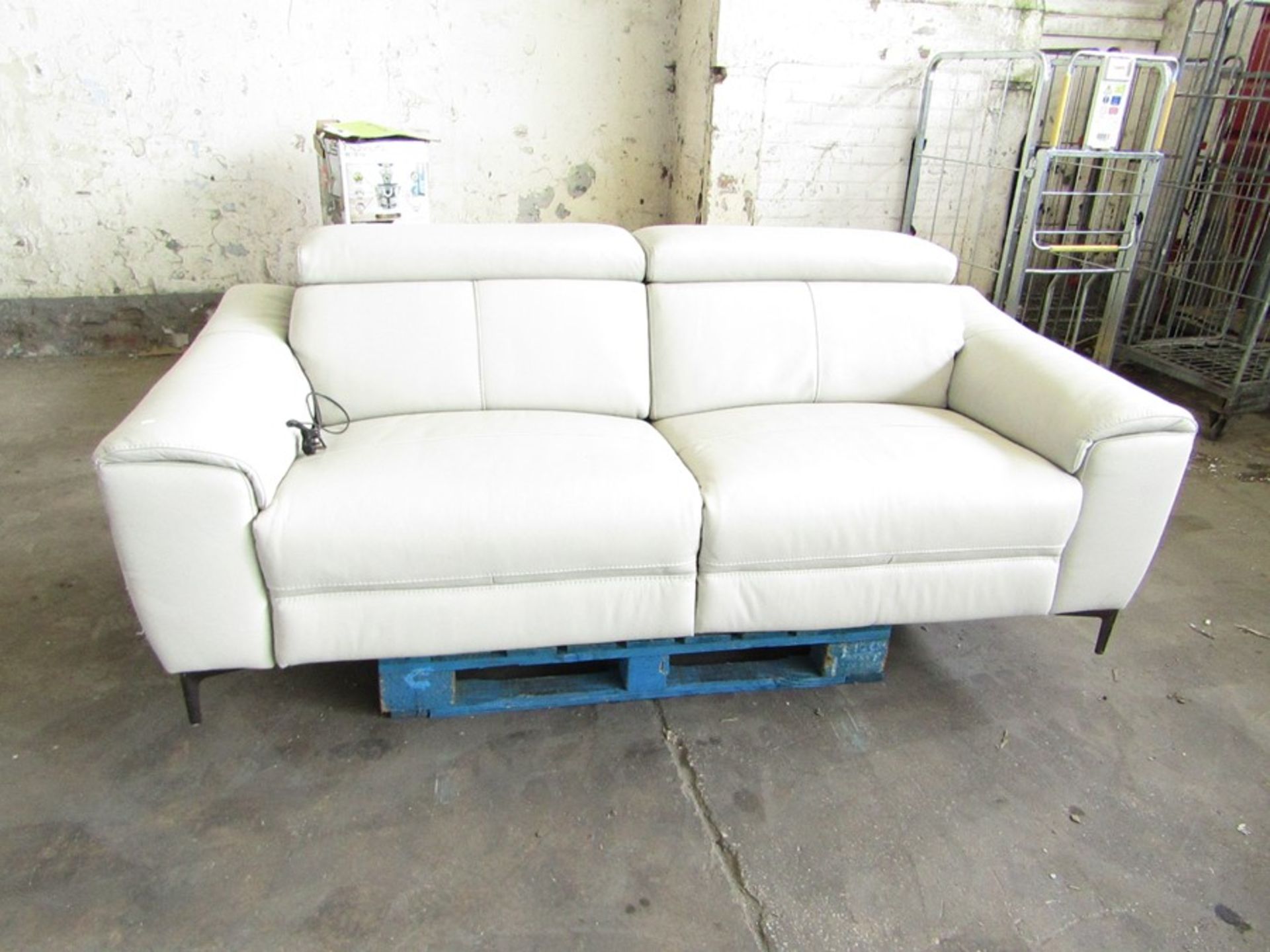 Costco Italian Leather 2 seater electric reclining Sofa in Stone Coloured leather tested wroking but