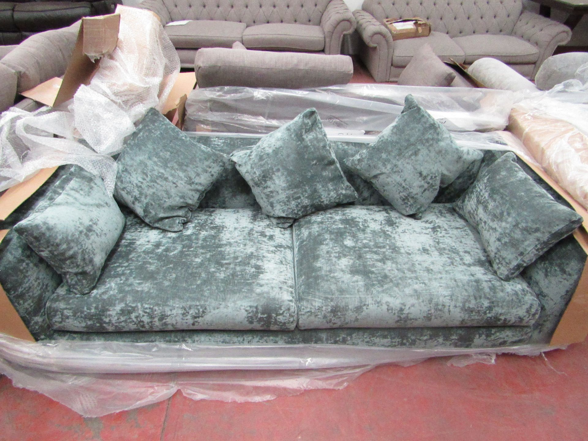 Swoon Sample 3 Seater (2 cushion) Emerald green Velour style Sofa