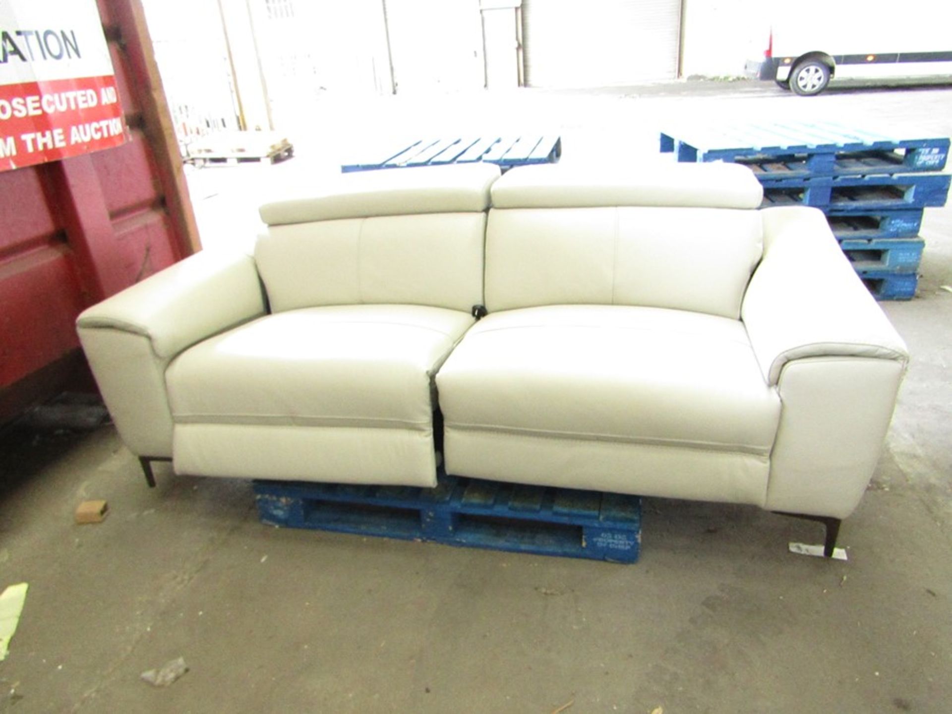 Costco Italian Leather 2 seater electric reclining Sofa, in Stone Coloured leather tested wroking