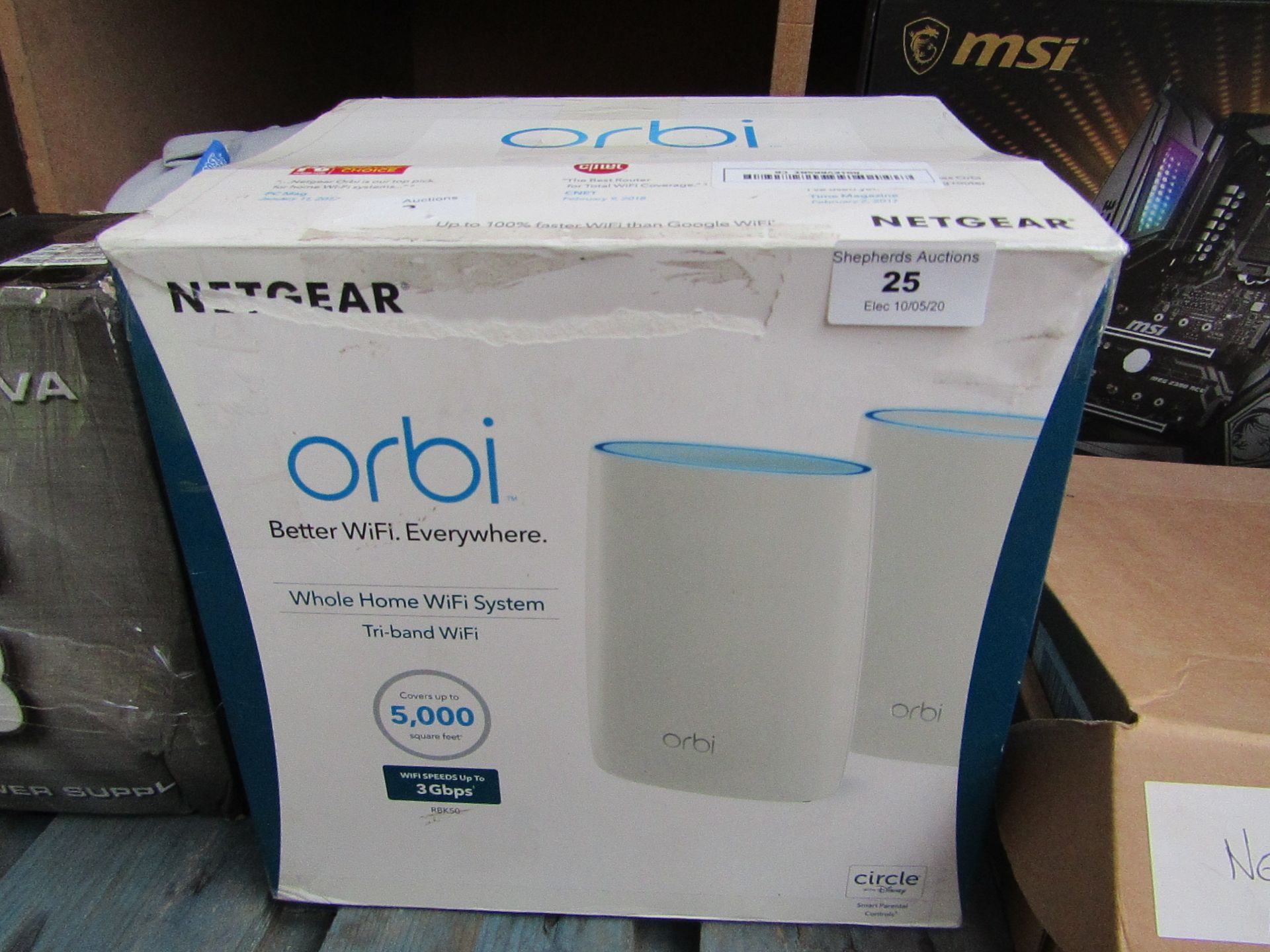 Netgear Orbi whole home WiFi system Tri-and WiFi, untested and boxed. RRP £180.00