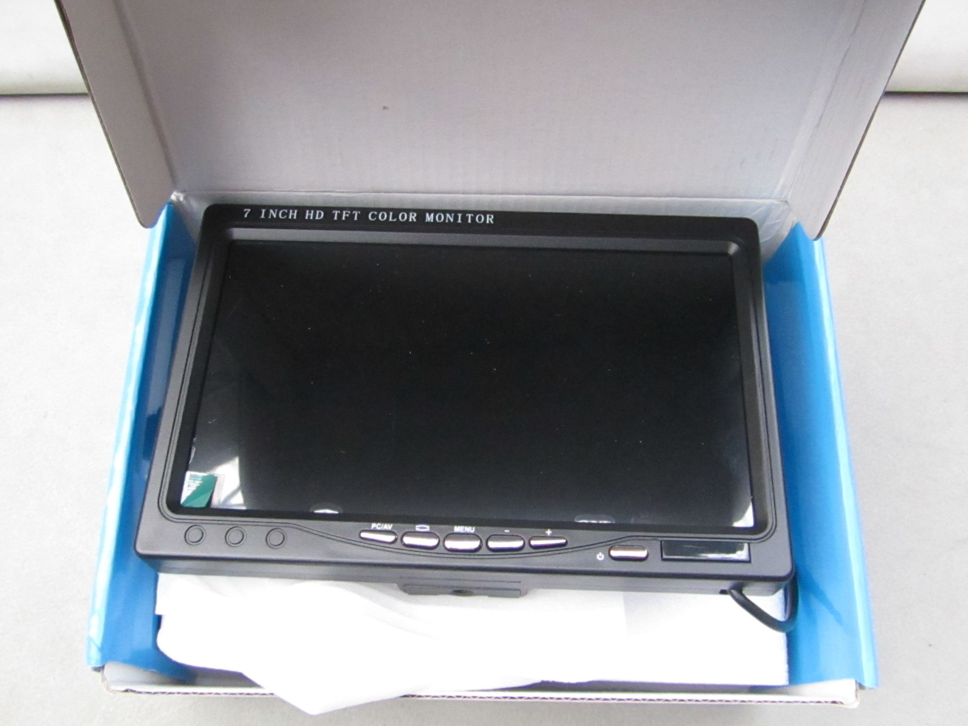 7" TFT-LCD colour monitor, untested and boxed.