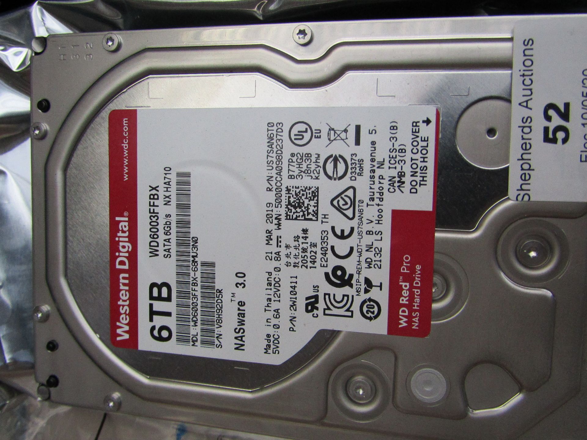 Western digital 6TB hard dirve, untested.