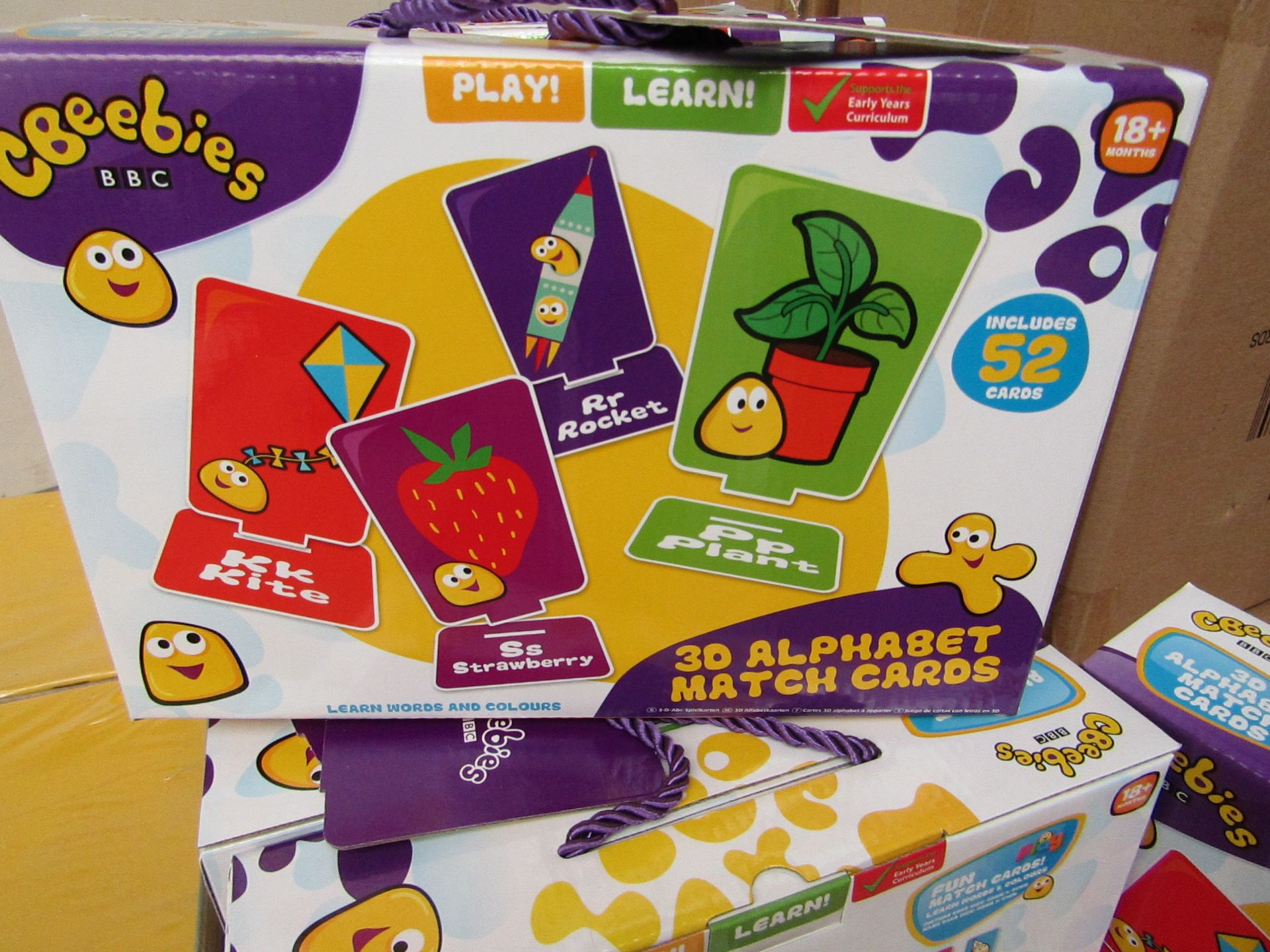 Cbeebies 3D Alphabet Match cards. Learn Words & Colours. New & Boxed