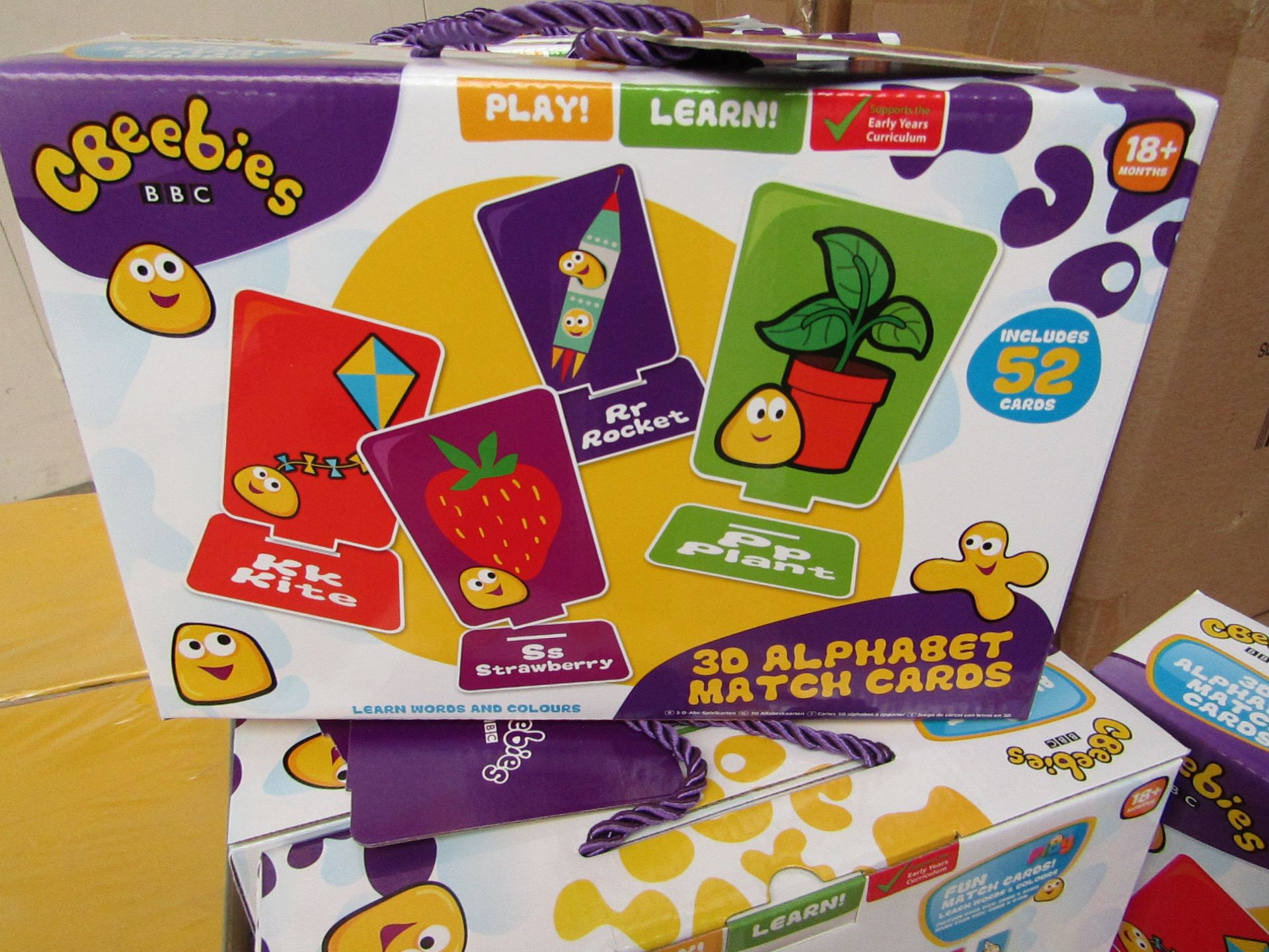 Cbeebies 3D Alphabet Match cards. Learn Words & Colours. New & Boxed