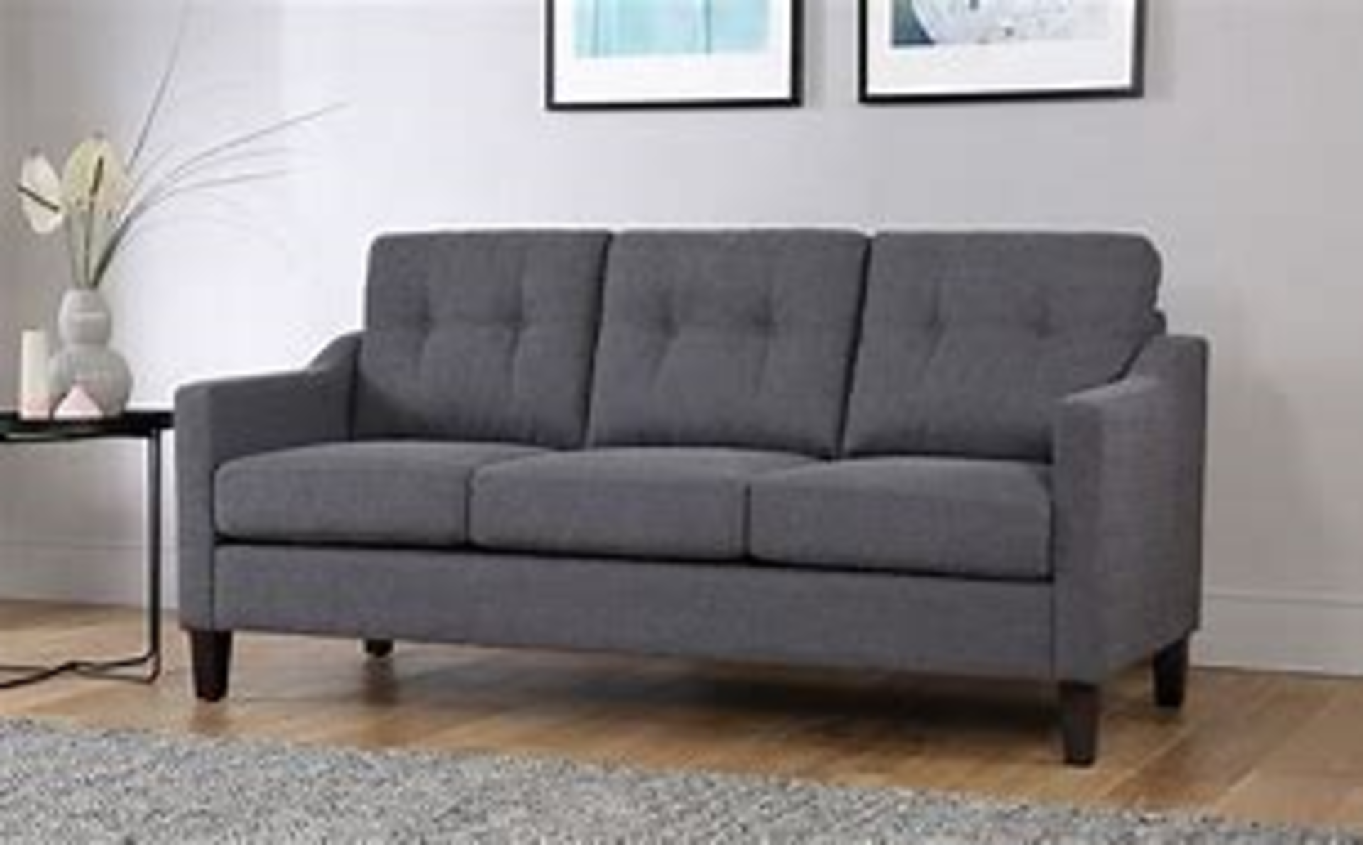 Hepburn Slate Fabric 3 Seater Sofa - Condition report see lot zero - Packed in original