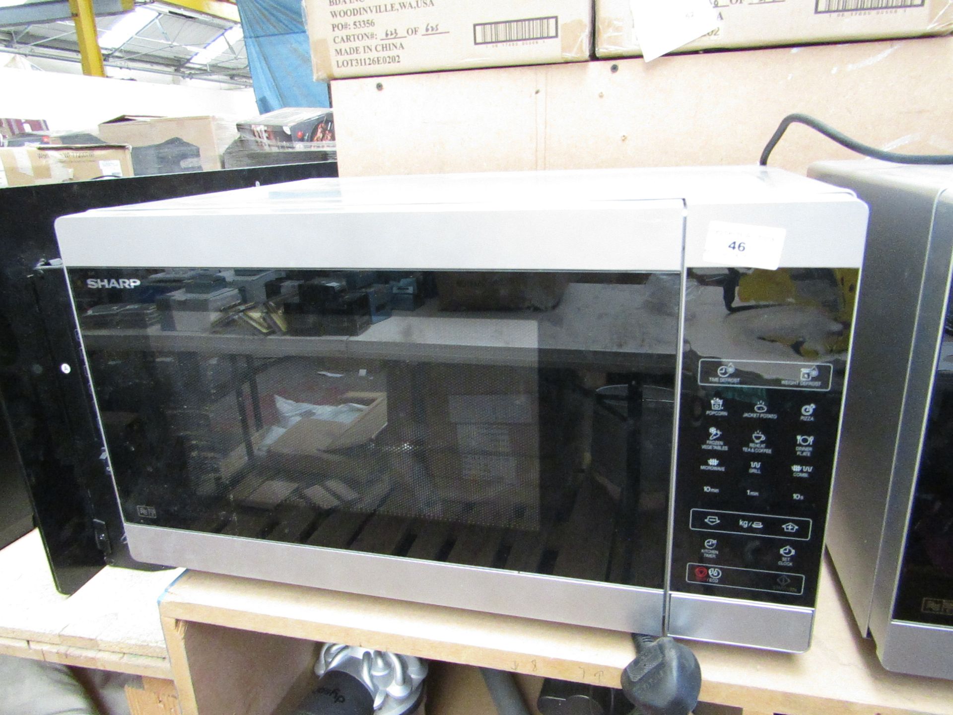 Sharp YC-MG81U-S Microwave and grill, tested working on the microwave function as in we heated a