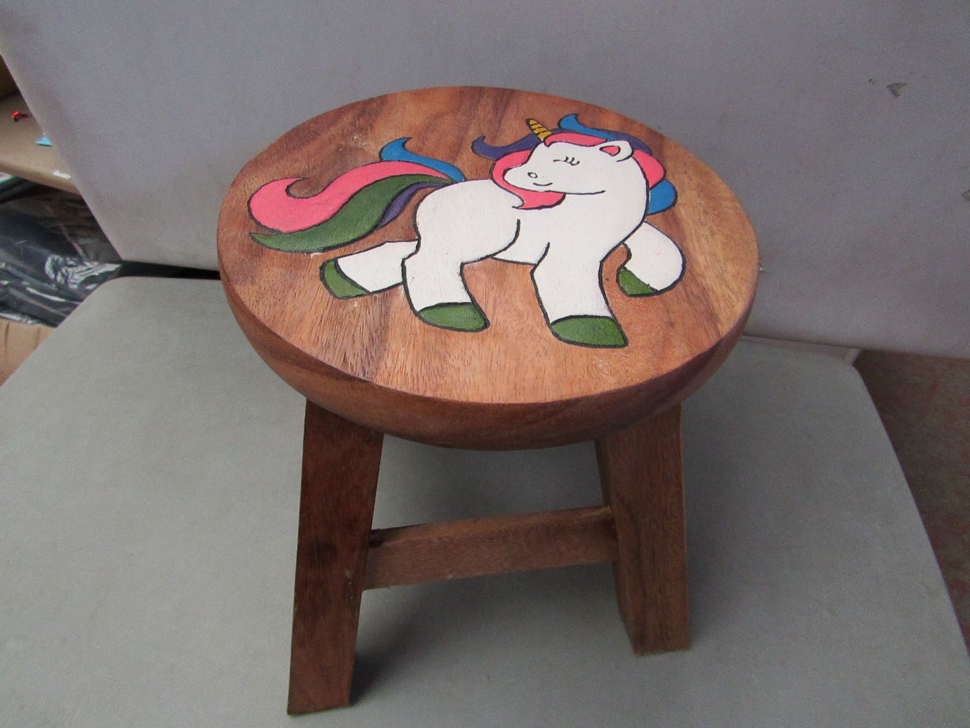 Small Kids Wooden Stool. 26cm Tall