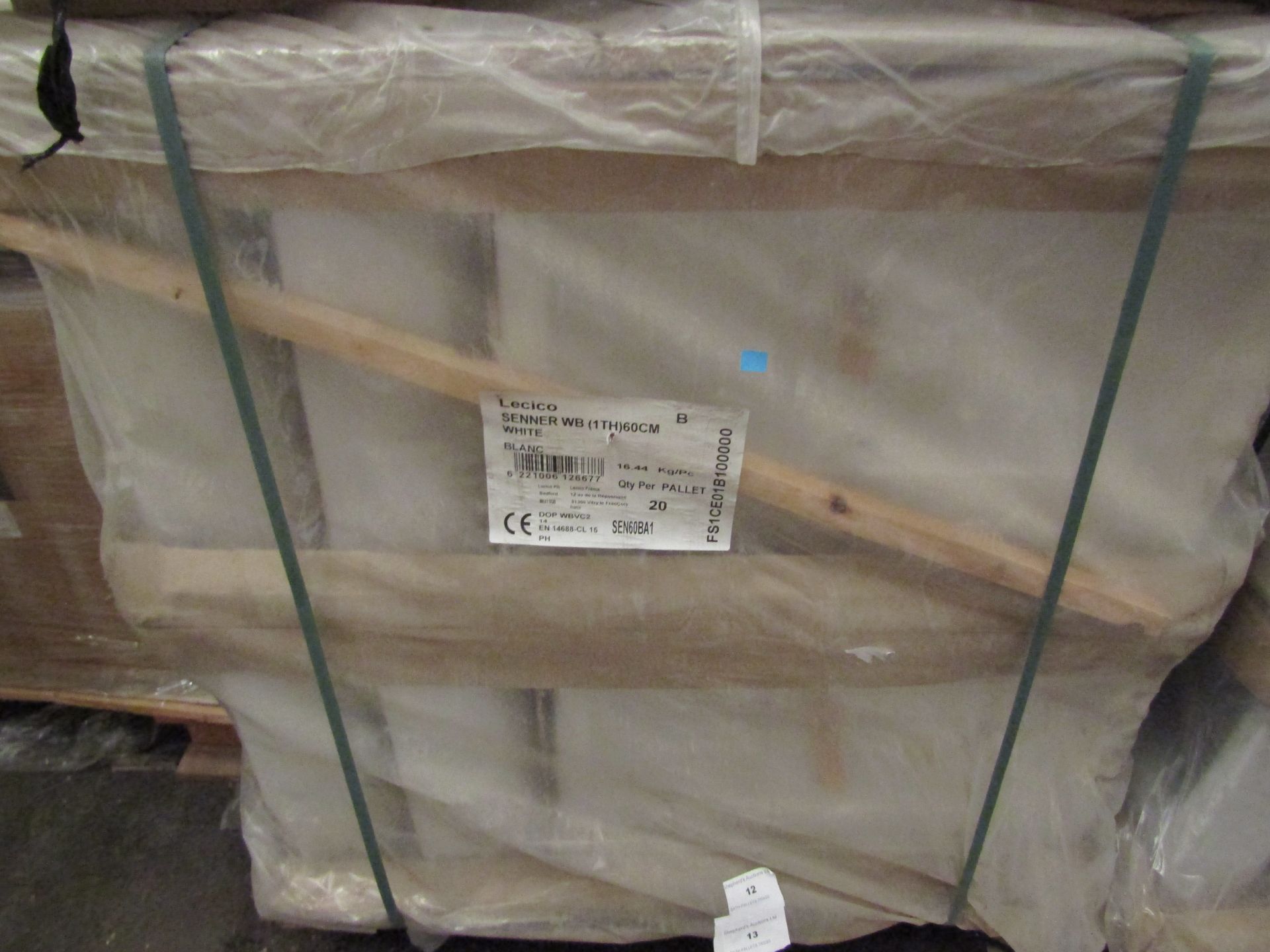 Pallet of approx 20 Lecico Senner 1 tap hole 60cm basins, new