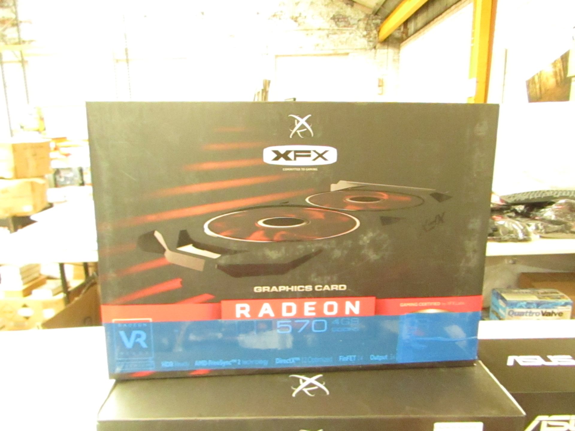 XFX Radeon 570 4GB graphics card, untested and boxed.