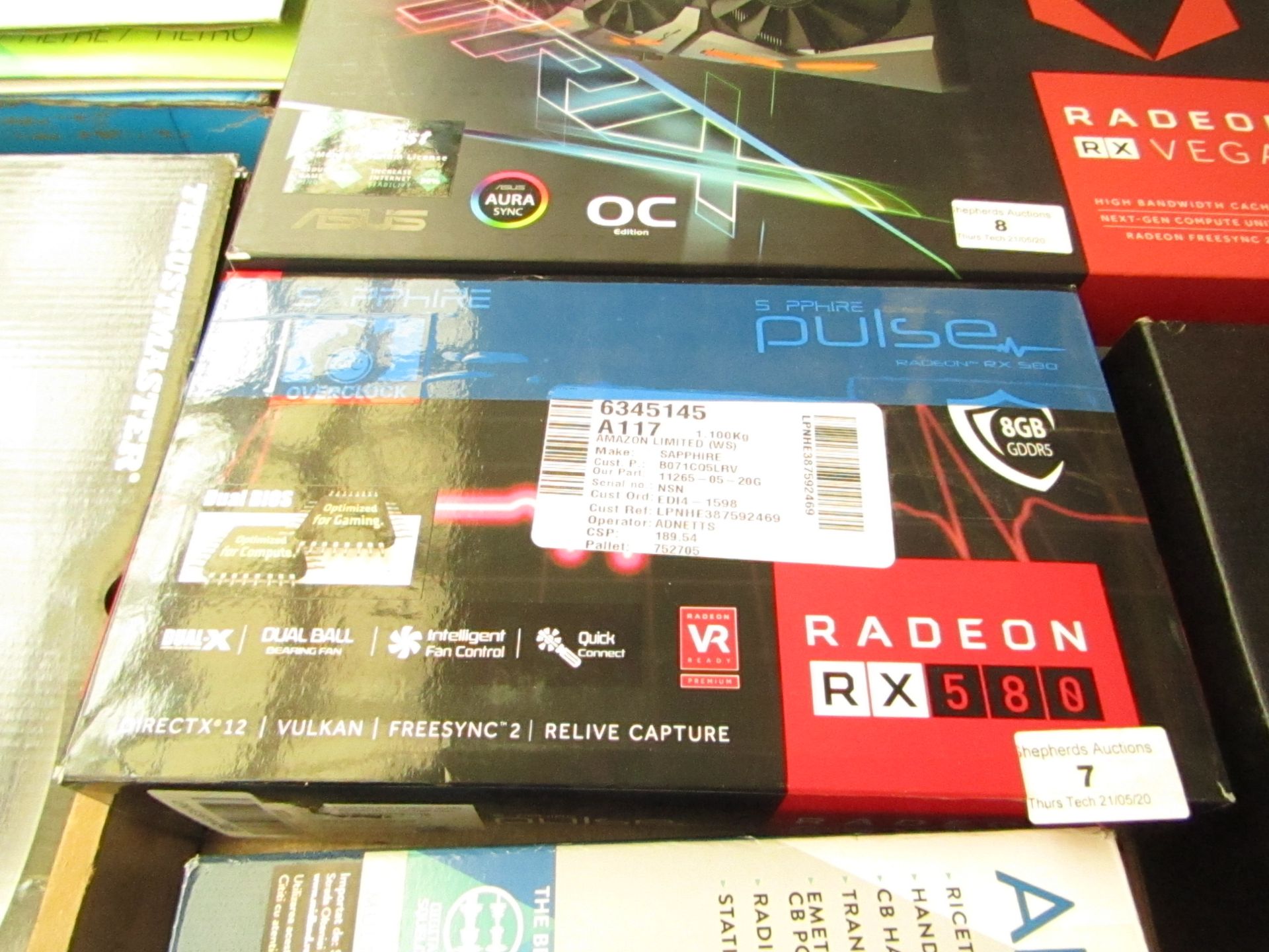 Sapphire Pulse Radeon RX 580 graphics card, untested and boxed. RRP £188.99