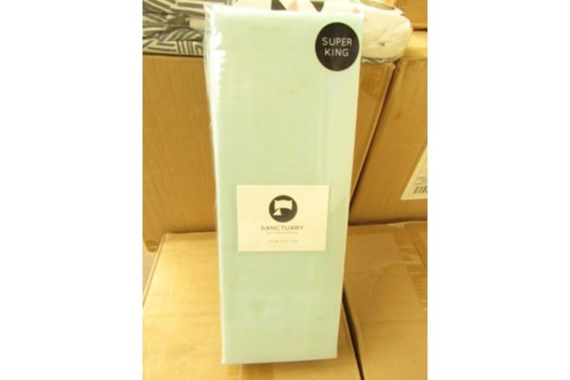 Sanctuary Fitted Sheet With Deep Box Duck Egg Superking 100 % Cotton new & Packaged