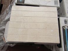 12x Packs of 10 Wickes 360x275 Crema Marfil Satin Scored wall tiles, new. Each pack is RRP £16.99