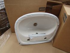 2x Oxford 2TH cloakroom basin, new and boxed.