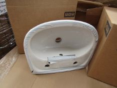 2x Oxford 2TH cloakroom basin, new and boxed.