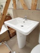 Verso Cloakroom basin set that includes a 550mm sink with full pedestal and a Mono Block Sink tap