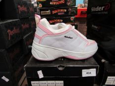 Size 2 Girls Sliderz Trainers with heal Wheel. Boxed