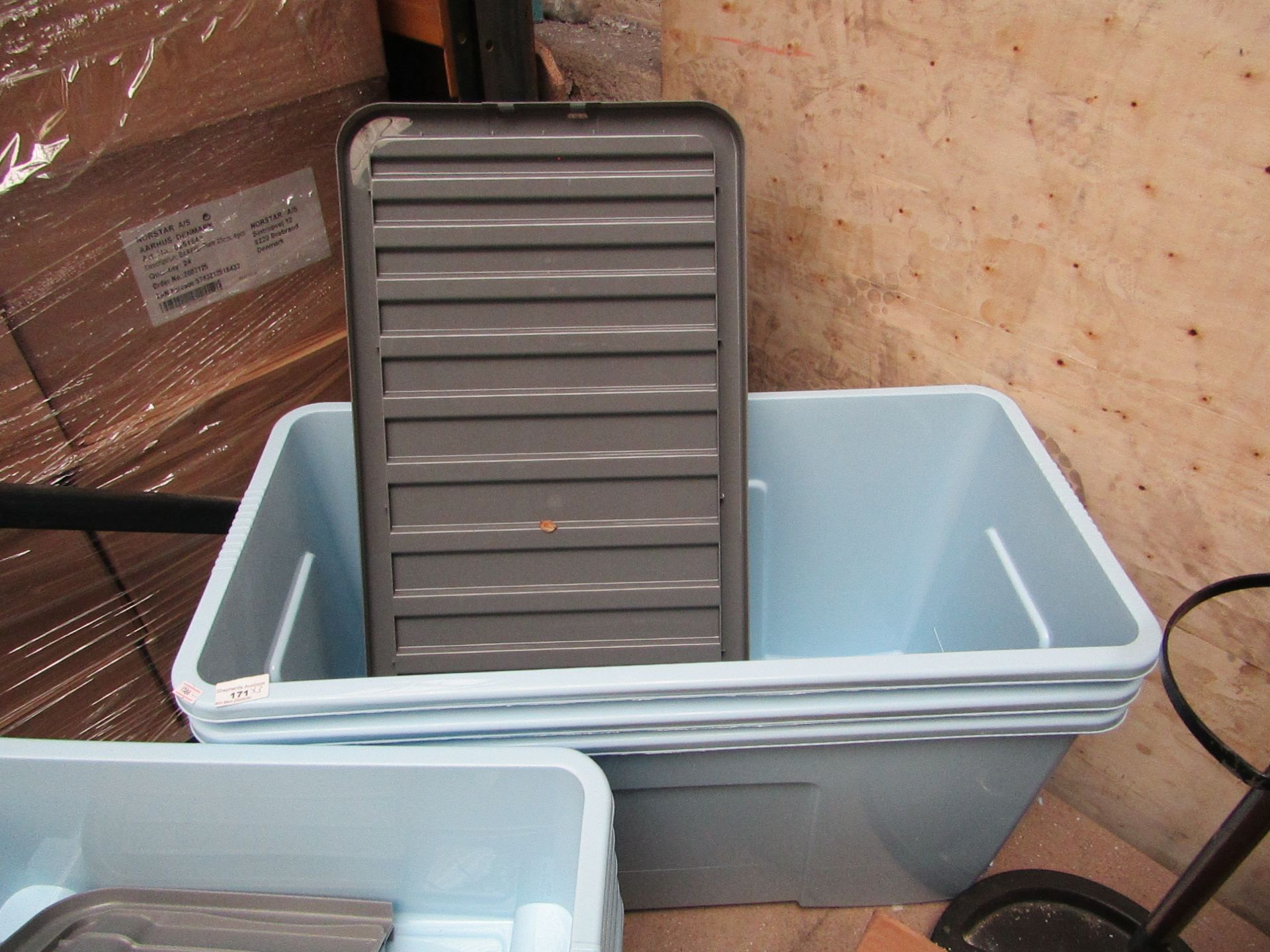 3 x Strorage Boxes with Lids. 79cm x 39cm x 42cm.