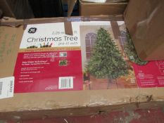 7.5Foot Christmas Tree pre lit with Energy Smart colour Choice LED Lights. Boxed but unchecked