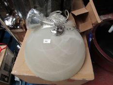 Chrome & Glass Ceiling Light Fitting. Looks unused. 45cm Wide