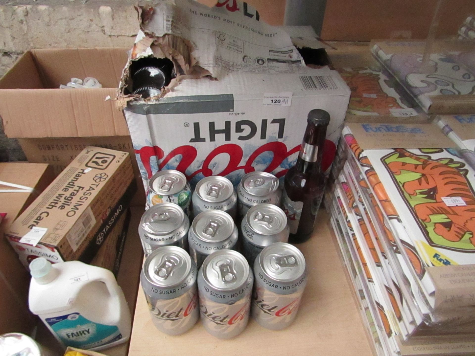 20 x 330ml Coors Light & 8 x 330ml Diet Cokes. BB 30/6/20