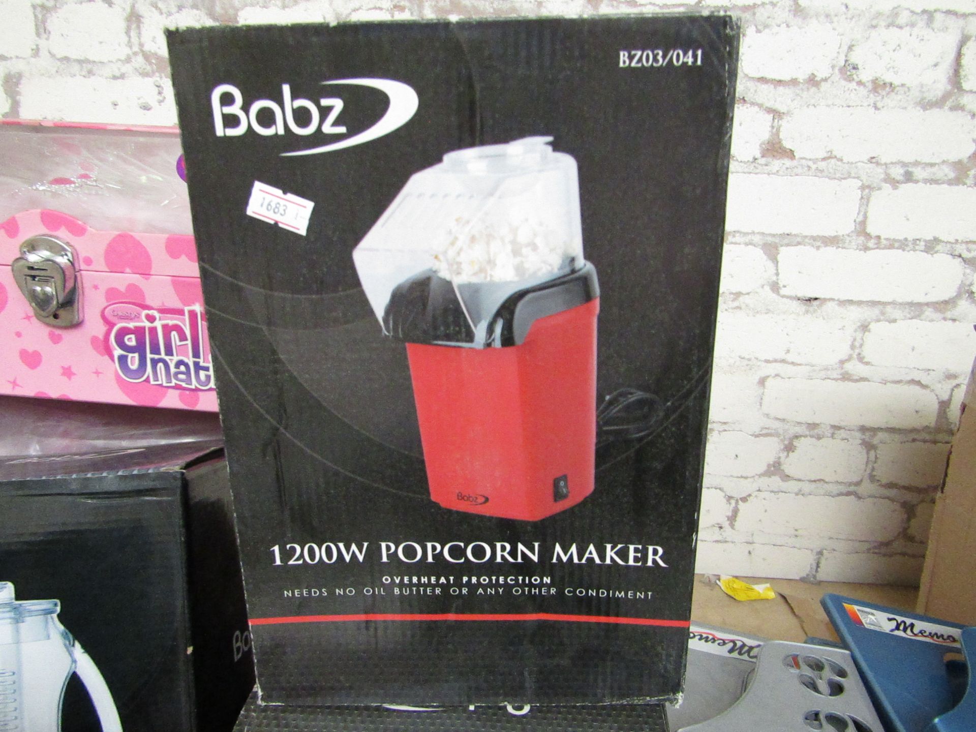 Babz 1200w Popcorn Maker. Boxed But Untested