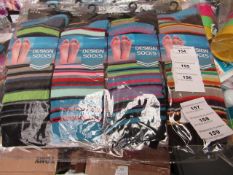 Pack of 12 mens Design Socks. Size 6 - 11. New & packaged