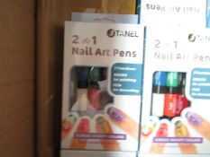 5 x tanel 2 in 1 Nail Art Pens with 6 Colours. New & packaged