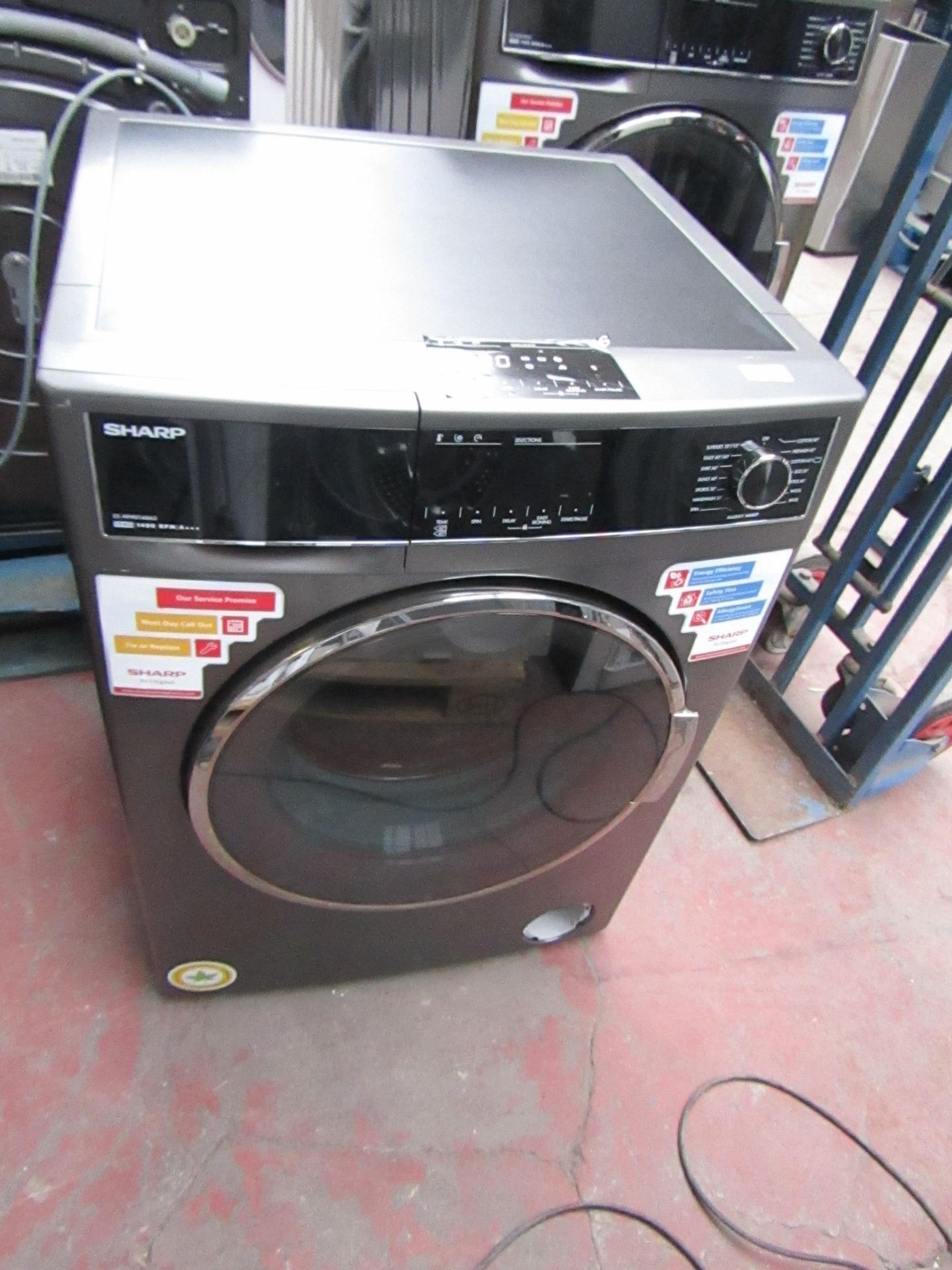 Sharp 1400RPM 10Kg washing machine, seller has checked these items and have informed us they are