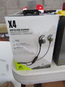 JayBird X4 wireless sport earphones, waterproof and sweat proof, untested and boxed. RRP £99.00