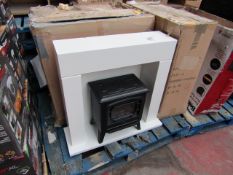 EGL small stove fire suite, unchecked and boxed. RRP £99.99 Please note, picture is for display