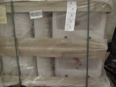 Pallet of approx 28 Lecico Senner 2 tap hole 43cm basins, new