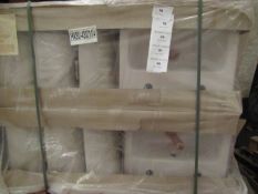 Pallet of approx 28 Lecico Senner 2 tap hole 43cm basins, new