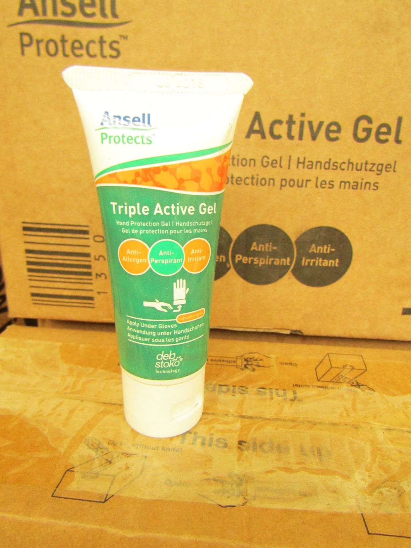30 x 30ml Ansell Protects triple active gel hand protection gel, new and boxed.