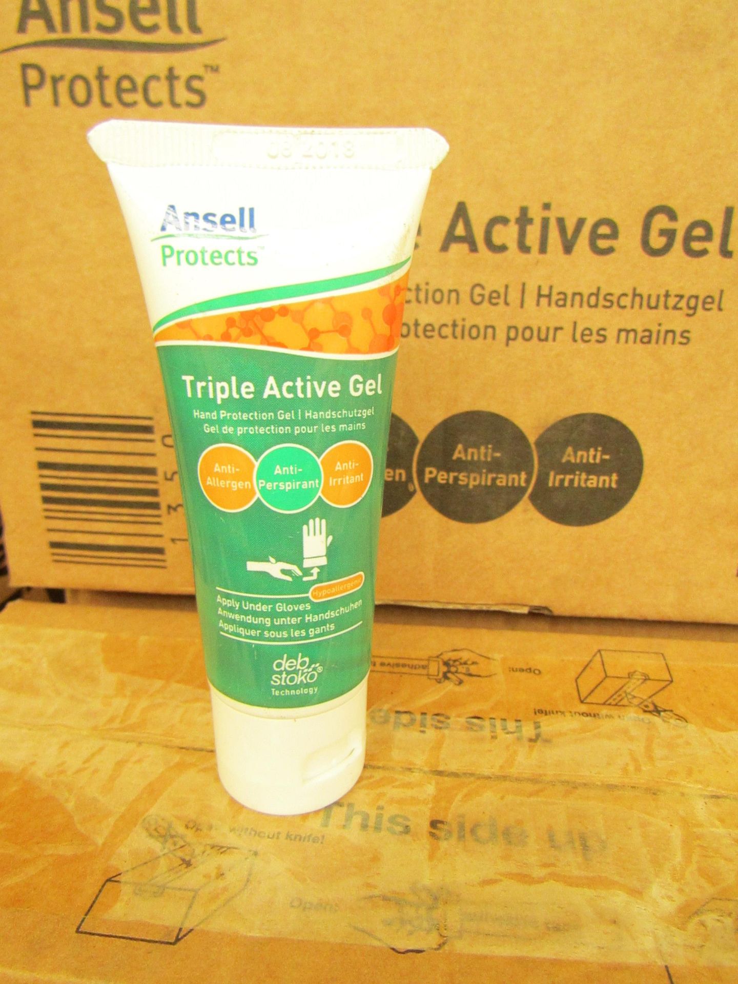 30 x 30ml Ansell Protects triple active gel hand protection gel, new and boxed.