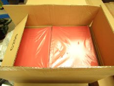 100x Red coloured exercise books, new and boxed.